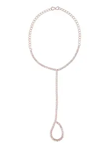 FEMMIBELLA Gold Plated CZ Stone Studded Ring Bracelet