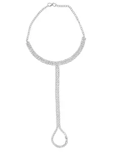 FEMMIBELLA Silver Plated CZ Stone Studded Ring Bracelet