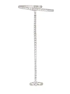 FEMMIBELLA Silver-Plated Cubic Zirconia Studded Ring Bracelet