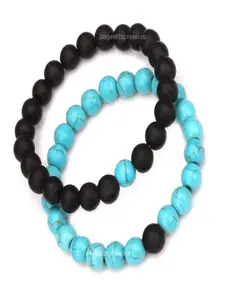 UNIVERSITY TRENDZ Men Set Of 2 Beaded Stretchy Bracelet