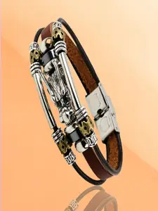 UNIVERSITY TRENDZ Men Silver Plated Antique Wraparound Bracelet