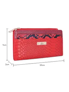 THE CLOWNFISH Prospera Red Abstract Textured Leather Two Fold Wallet