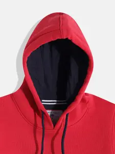 Monte Carlo Teen Boys Colourblocked & Printed Hooded Sweatshirt