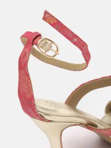 House of Pataudi Strappy Woven Design Ethnic Slim Heels