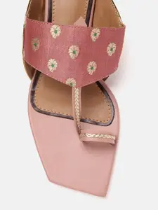 Anouk Women Ethnic Motifs Woven Design One-Toe Block Heels