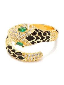 DressBerry Gold-Plated AD-Studded Adjustable Finger Ring