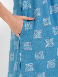 Sweet Dreams Blue Round Neck Maxi Nightdress