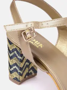 Anouk Women Woven Design Ethnic Embellished Block Heels