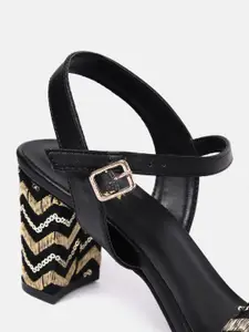 Anouk Women Woven Design Ethnic Embellished Block Heels