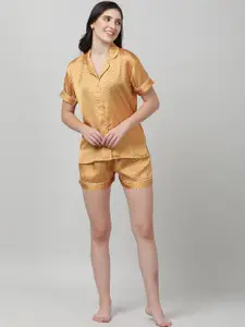 mackly Geometric Printed Lapel Collar Night Suit