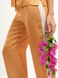 mackly Geometric Printed Lapel Collar Night suit