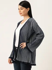 Monte Carlo Striped Longline Front-Open Sweater