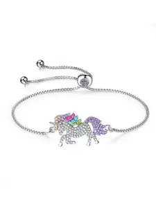MYKI Silver-Plated Cubic Zirconia Charm Bracelet