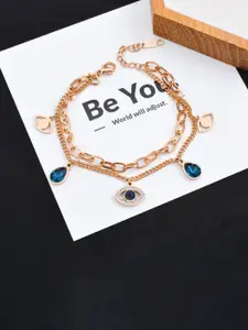 MYKI Rose Gold-Plated Cubic Zirconia Charm Bracelet