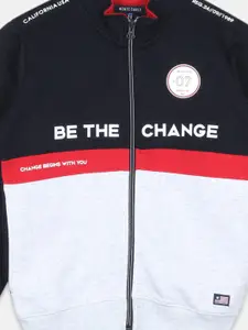 Monte Carlo Boys Colourblocked Cotton Front Open Sweatshirt