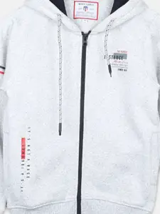 Monte Carlo Boys Typography Printed Hooded Front-Open Sweatshirt