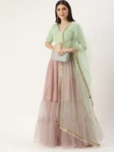 Ethnovog Embroidered Sequinned Ready to Wear Lehenga & Blouse Dupatta