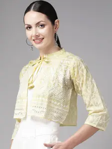 BAESD Paisley Embroidered Crop Cotton Ethnic Shrug