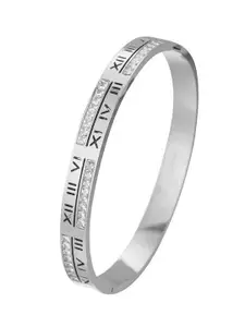 MYKI Cubic Zirconia Silver-Plated Kada Bracelet