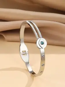 MYKI Women Silver-Plated Cubic Zirconia Kada Bracelet