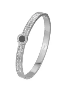 MYKI Cubic Zirconia Silver-Plated Kada Bracelet