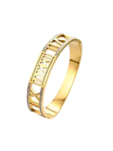 MYKI Women Gold-Plated Cubic Zirconia Kada Bracelet