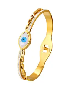 MYKI Gold-Plated Cubic Zirconia Studded Kada Bracelet