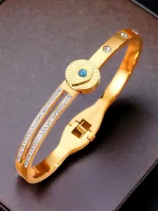 MYKI Cubic Zirconia Gold-Plated Kada Bracelet