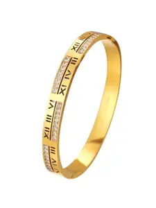 MYKI Cubic Zirconia Gold-Plated Kada Bracelet