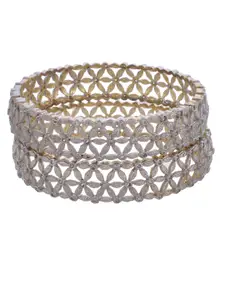 The Pari Set Of 2 Silver-Plated AD-Studded Criss Cross Bangles