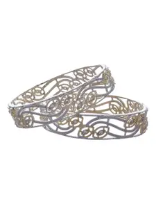 The Pari Set Of 2 Silver-Plated AD-Studded Bangles