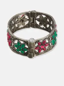 ATIBELLE Set of 2 Silver-PlatedStone-Studded Kada Bangles