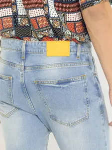 Snitch Men Blue Mid Rise Clean Look Heavy Fade Skinny Fit Jeans