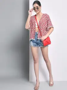 Trend Arrest Floral Printed Open Front Shrug