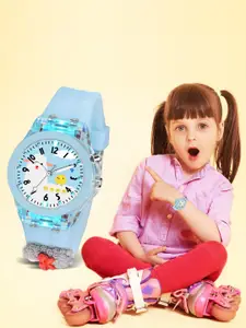 SWADESI STUFF Girls Printed Dial & Blue Straps Analogue Watch MULTILIGHT SHEEP