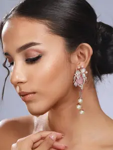 Priyaasi Rose Gold-Plated Contemporary Drop Earrings
