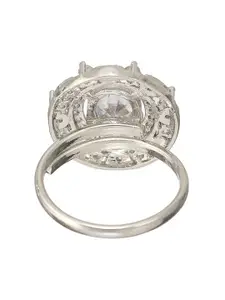 Priyaasi Silver-Plated AD-Studded Adjustable Finger Ring