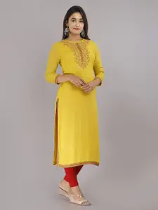 KALINI Yoke Design Thread Work Detail Straight Kurta