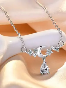 MYKI Silver-Plated CZ-Studded Pendant With Chain