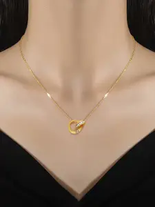 MYKI Gold-Plated CZ-Studded Pendant With Chain