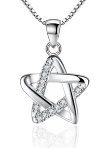 MYKI Silver-Plated CZ-Studded Pendant With Chain