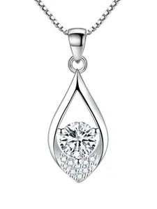 MYKI Women Silver-Plated Chain With CZ-Studded Pendant