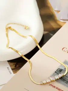 MYKI Gold-Plated CZ-Studded Pendant With Chain