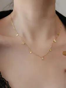 MYKI Gold-Plated CZ-Studded Pendant With Chain