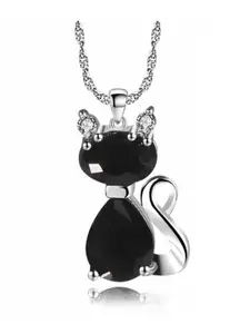 MYKI Silver-Plated CZ-Studded Pendant With Chain