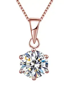 MYKI Rose Gold-Plated CZ-Studded Pendant With Chain