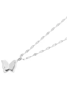 MYKI Silver-Plated Chain With Butterfly Pendant