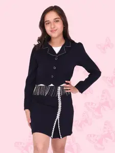 CUTECUMBER Girls Embellished Coat With Skirt