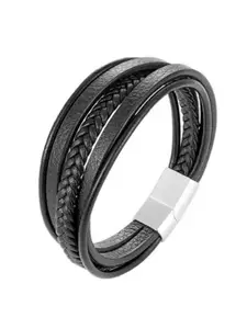 YouBella Men Leather Wraparound Bracelet