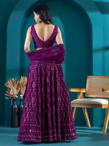 TIKODI Embroidered Sequinned Semi-Stitched Lehenga & Unstitched Choli With Dupatta